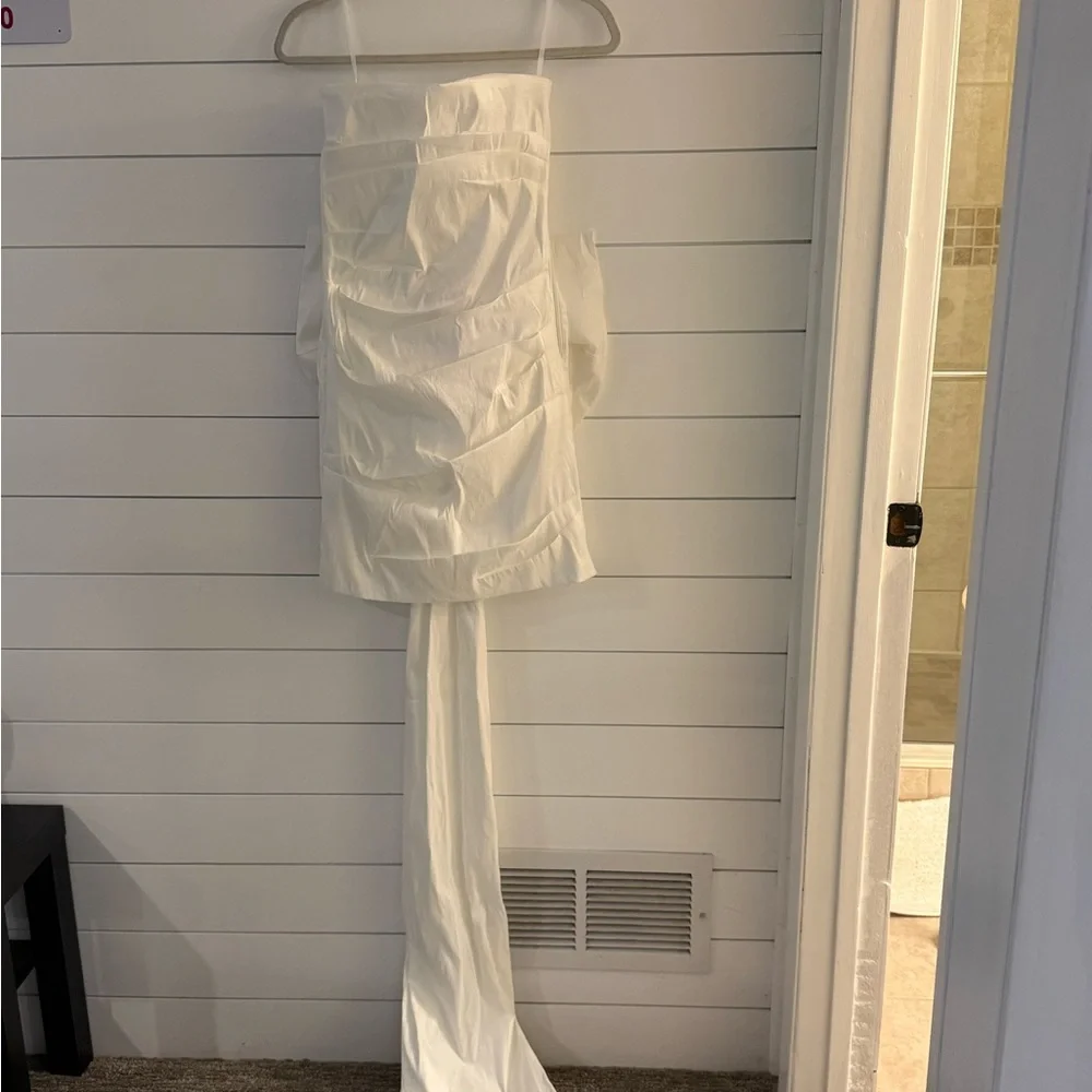 Betsey Johnson White Strapless Ruched Mini Dress - Picture 4 of 12